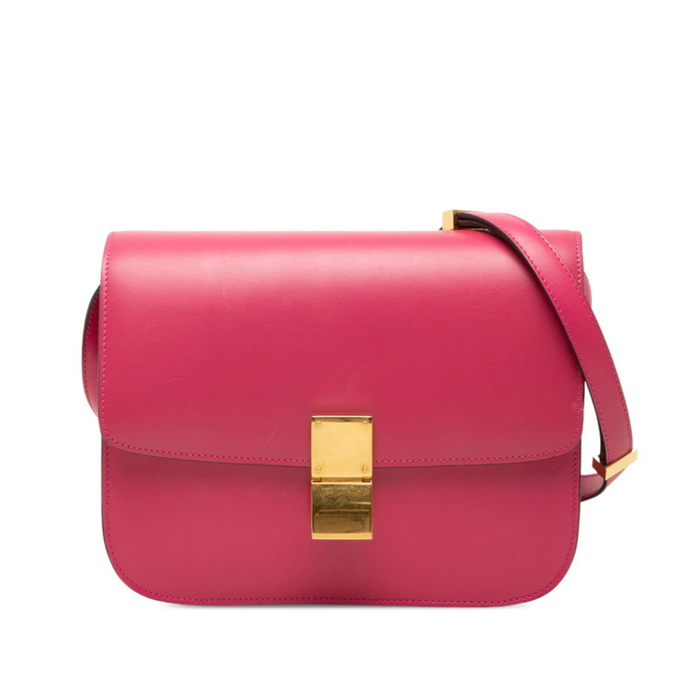 Celine Classic Box Shoulder Bag, Pink Leather, Women's CELINE